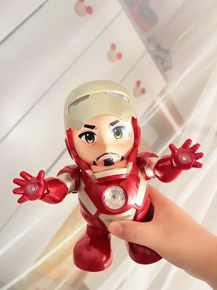 Robot de baile de música Vengador, figura de acción LED, modelo interactivo luminoso, regalo para niños, figura coleccionable