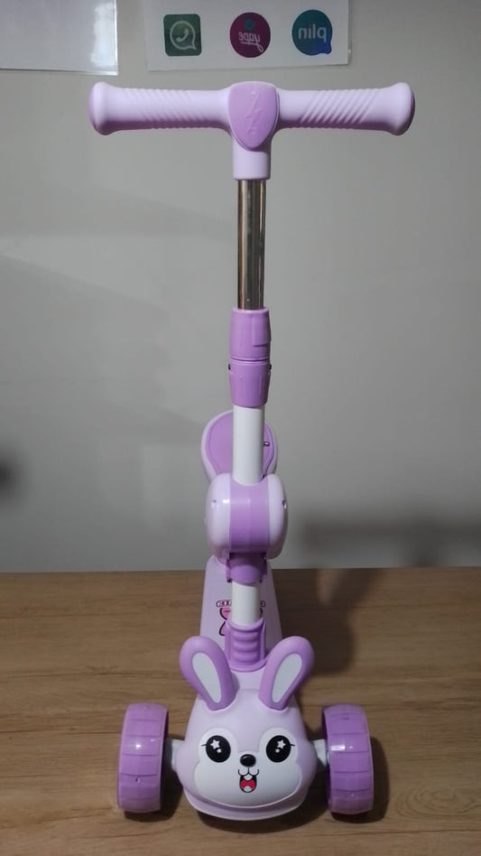 01 PREVENTA: Scooter de conejito para niños de 2 a 6 años, triciclo para sentarse y montar, ergonómico. Tres ruedas, con luces y sonido