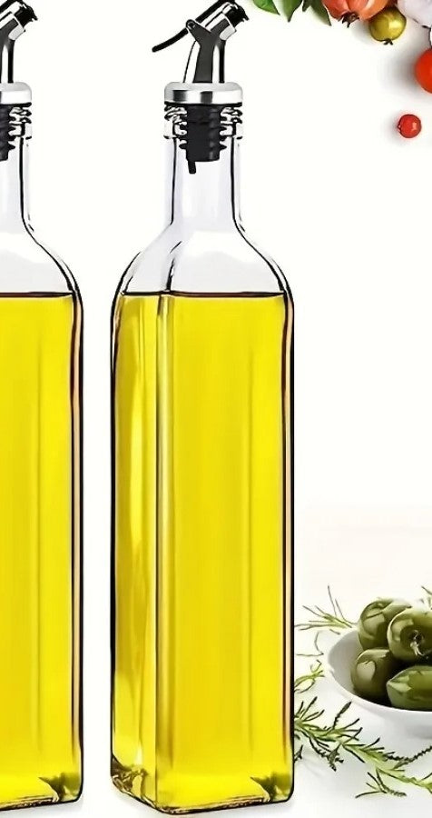 C - Botella de vidrio para aceite o vinagre con dispensador ahorrador de boquilla con seguridad - Pack x 2