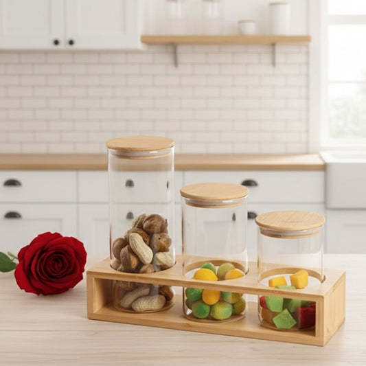 Organizador de Alimentos con Tapa y Base de Bambú